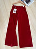 Retro Red Mid-Waist Wide-Leg Straight Corduroy Long Pants For Women Autumn Winter