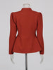 French Two Piece Sets for Women Stand Collar Long Sleeves Patchwork Button Top High Waist Pant Set Female