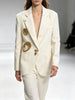 Hollow Out High Street Blazers for Women Notched Collar Long Sleeve Spliced Metal Buckle Blazer Female