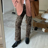 Vintage Leopard Print Denim Jean Women Y2K Casual High Waist Straight Pencil Long Pants Harajuku Streetwear Chic Female Trousers