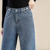 Winter Girls Plush Thermal High Waist Solid Jeans Lady Fleece Snow Warm Denim Pants Women Baggy Straight Leg Daily Trousers