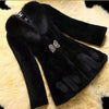 Autumn/Winter Imitation Fur Coat Middle Aged Mother Thicken Warm Fur Collar Coats Women's Medium Length Slim Overcoat