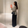Leopard Print Women Winter Coat Faux Fur Coat Lapel Waist Tightened Jacket Single Breasted Long Sleeve Coat Daily Wear
