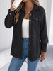 Elegant Single-breasted Solid Long-sleeved Corduroy Jacket Shirt Loose Casual Jacket Black Top Coat Women Clothes