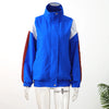 Contrasting Color Loose Jackets Women Casual Long Sleeves Stand Collar Zipper Oversized Coats Lady Autumn Daily Street Wear