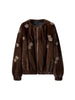 Winter Elegant Thick Warm Soft Brown Short Faux Mink Fur Coat Women Beading Loose Stylish Chic Fluffy Jacket