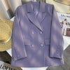 Casual Women's Blazer for Spring Double-Breasted Purple Blazers Jacket Woman with Design Flair Suit Outwear