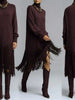 Spring Sexy Turtleneck Tassel Knitted Dress Woman Casual Solid Ribbed Loose Maxi Dress Autumn Long Sleeve Pocket Party Dress