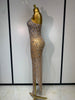Rhinestones Sexy Mesh See Through Bodycon Dress Women Birthday Evening Cocktail party Gown Red Carpet Club Stage Outfit