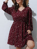 Plus Size Floral Print A-line Dress Women Long Puff Sleeve High Waist Elegant Spring Casual Midi Boho Dress Large Size 6XL 7XL