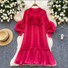 African Women's Pleated Dress Stereo Flower Loose Large Size Stretchy Temperament Long Dress Middle East Wrinkle-Free