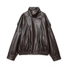 Winter Women Faux Leather Loose Jacket High Street Stand Collar Long Sleeve Coat Zipper Thicken Outwear