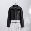 Street Pu Leather Women Jacket Elegant Long Sleeve Zippers Stand Collar Female Outwear Autumn Winter Chic Lady Coat