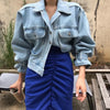 Coats Jackets Women Top Sexy Puff Long Sleeve Y2k Clothes Cropped Jacket Streetwear Women's Denim Shirt