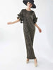 Elegant Pleated Long Dress For Women O-neck Flare Sleeves High Waist Solid Color Dresses Spring Clothing 2Z2387