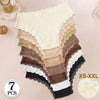 7PCS Cotton Women's Underwear Solid Color Comfortable Breathable Panties Low-Rise Lace Trim Sexy Briefs Daily Sports