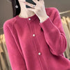 2026Knitted Sweater Autumn/Winter Cardigan Short Jacket Loose Top Women's Lazy Style Round Neck Star Button Knitted Sweater