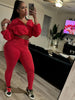 Street Women's Set Zipper Fly Crop Sweatshirt and Jogger Sweatpants Elegant Fall Sportwear Two 2-Piece Set Outfits