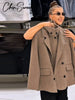 Solid Women's Vest Woolen Coat Full Sleeve Lapel Pocket Double-Breasted Lady Set Autumn Chic 2 Pieces Set Women