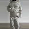 In stock Polka Dot Hooded Puffer Coat Drawstring Hem Zip‑Up Winter Women Warm Pants Set Glam Causal Lady Cotton‑Padded Suit