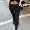 Fdey Stripe Slim Vintage Chic Jeans Zipper Pockets Low Waisted Button 90s Pants Streetwear All-match For Women
