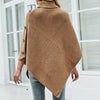Autumn Winter Turtleneck Loose Women Pullover Shawl Cape Solid Color Knitted Long Tops Casual Sweater with Buttons