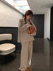 Korean Version of Soft Waxy Lazy Wind Knitting Set Gentle Round Neck Pullover Sweater Wide Leg Pants Two-piece Set Women
