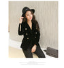 Brand Spring Women Slim Velvet Blazer Jacket Double Breasted Simple Lady Blazers High Grade OL Clothing
