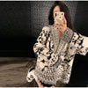 Tassels Patchwork Cardigans Women Sweater Knitted Printed Long Sleeve V-neck Colorful Thicken Sweaters Autumn Coat