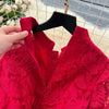 Spring Autumn High End Elegant Birthday Party Women's Dress French Hook Flower Single Breasted Slim Lace Long Dress S89