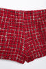 Women Vintage Red Plaid Tweed Coat Slim Turn Down Collar Long Sleeve Jacket Autumn Lady High Street Outwear