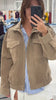 Women Casual Solid Cropped Suede Jacket Chic Stand Collar Zipper Pocket Loose Jackets Autumn Lady Commuter Outwear