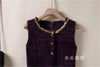 Womens Dresses Small Fragrant Tweed Vest Skirt Beaded Sequined Tweed A word Loose Dress Spring and Autumn Women's Dress