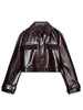 Y2K Punk Embossed Leather Coat Pants Set Women's Chic Lapel Cropped Jacket Matching High Waist Pant Streetwear Lady Outfit