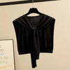 Korean Striped Knitted Warm Shawl Winter Female Blouse Shoulders Fake Collar Cape Knotted Scarf Stripe Outerwear