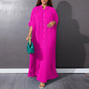 Autumn and Winter Women's Loose Round Neck Single Breasted Pleated Temperament Obese Women's Long Sleeved Dress