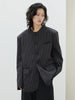 Women Black Striped Big Size Casual Blazer O-neck Long Sleeve Loose Fit Jacket Tide Spring Autumn 1DH0147