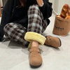 Padded Thickened Wide Leg Pants Winter LambswoolPlaid Pants Female High Waist Casual Straight Pants