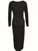 Women's Elegant Low-Cut Round Neck Long Dress