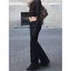 Women's Low Rise Jeans Black Flared Denim Pants Gyaru American Retro Korean Cyber Punk Trumpet Jeans Y2k Skinny Bell Bottom