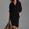 Button Knitted Slim Dresses Women Spring Sexy And Elegant Solid Color Lapel Home Long-sleeved Dress For Women