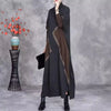 Woman Autumn Mock Neck Loose Long Sleeves Dress Chinese Style Contrast Batwing Sleeve Casual Dress