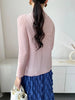 Yellow Pleated Women's Elastic Slim Cardigan Coat Autumn Outerwear Stand Collar Jacket 2DB3894