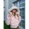 Winter Fur Collar Pink Cotton Women Hooded Jacket Harajuku High Street Cold-Proof Thick Cotton Jacket