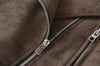 Spring Women's Brown Suede Short Jacket Loose Lapel Zipper Long Sleeve Motorcycle Coat Female Lady High Street Outwear
