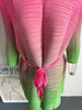 Contrast Color Pleated Dress For Women Open Stitch Belt Midi Elegant Dresses Ladies Party Clothing Spring 2R7326