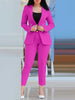 2Pcs Women's Solid Color Suit + Trousers Two-Piece Set Slim Fit Business Double Breasted Formal Female Clothes Outfit