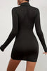 Sexy Charming Classic Black Short Dresses Women Long Sleeve Mid Waist Casual Mini Dress Elegant Slimming Simple Evening Dresses