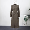 Elegant Shawl Collar Lace Up Long Woolen Coat Women Full Sleeve Belt Lapel Thick Overcoat Autumn Winter Lady Chic Outwear