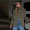 Chic Plaid Women's Blazer Jacket Stand Collar Full Sleeve Single Button Female Coats Spring Casual Commute Lady Outwear